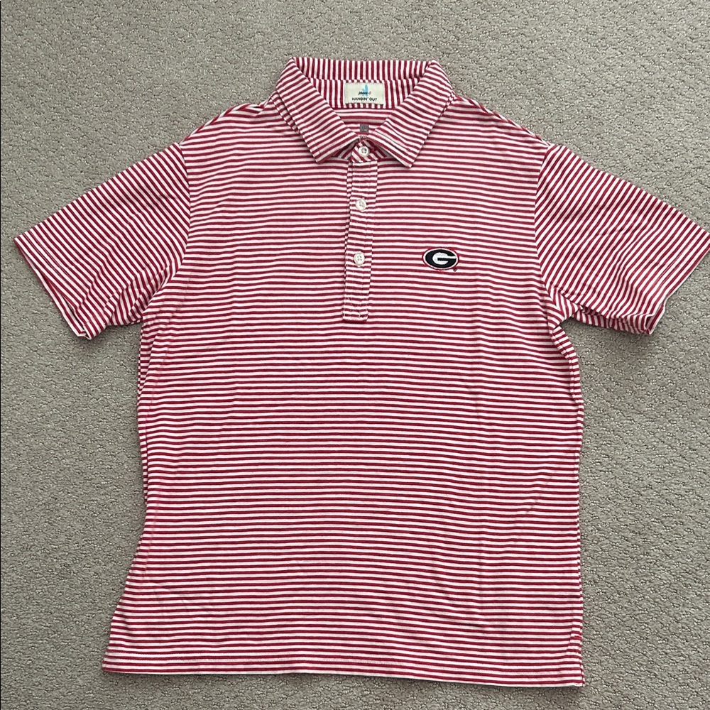 VGUC Boys Johnnie-O red stripe Georgia polo